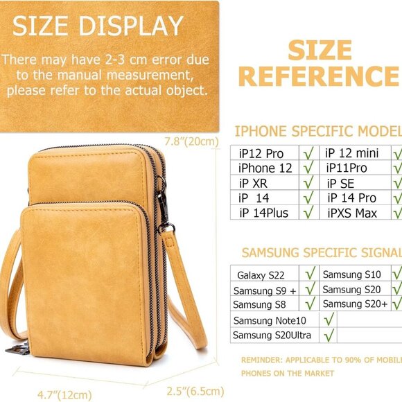 Small Crossbody Cell Phone Bag for Women, Mini Over Shoulder Handbag Purse with - Picture 2 of 7